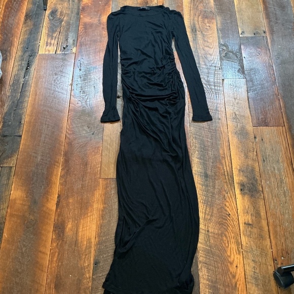 AllSaints Black Long Sleeve Ruched Bodycon Dress Women’s Size 6 (US 10 UK / EU 3 - Picture 1 of 6
